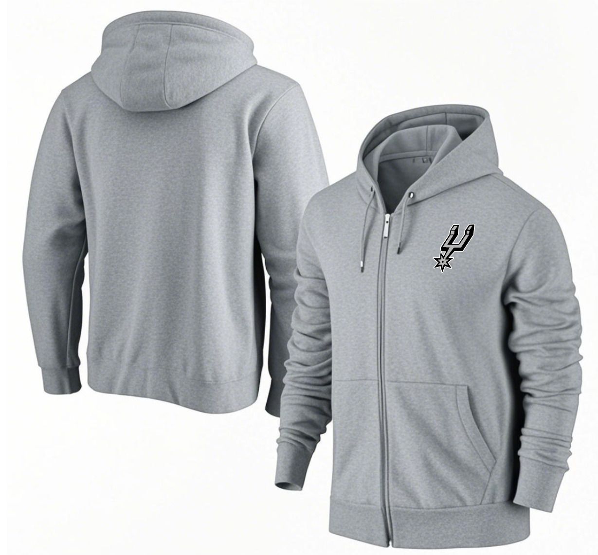 Men San Antonio Spurs Grey Zipper hoodie 2025 NBA Jersey style 1->sacramento kings->NBA Jersey